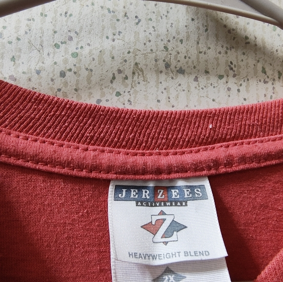 Vintage Jerzees T-shirt Bear Club Women's 2X Made In USA Hot Pink Salmon Clean - Picture 3 of 9